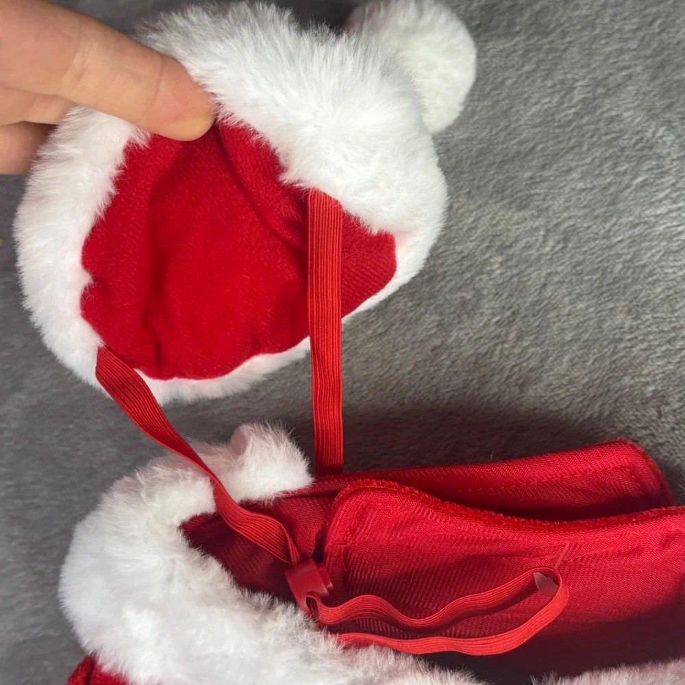 Merry & Bright Santa Dog‎ Costume Medium Red White Faux Fur Bone Buckle Holiday